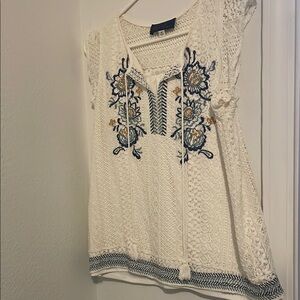 Embroidered White Lace Top